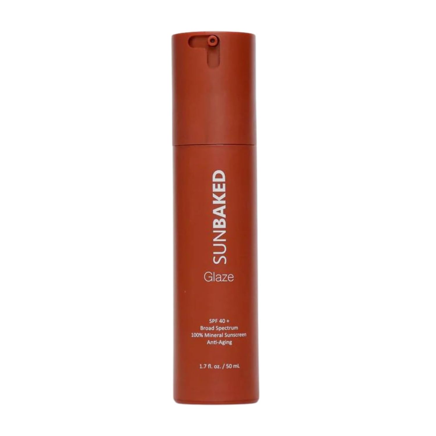 Sunbaked Glaze Anti Aging Mineral Sunscreen with Squalene Hyaluronic Acid SPF 40 Face Body Sun Lotion Zinc Oxide, Moisturizes Defends Against 98 of UV Blocks HEV, Green Tea Extracts 1.7 Oz