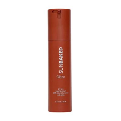 Sunbaked Glaze Anti Aging Mineral Sunscreen with Squalene Hyaluronic Acid SPF 40 Face Body Sun Lotion Zinc Oxide, Moisturizes Defends Against 98 of UV Blocks HEV, Green Tea Extracts 1.7 Oz