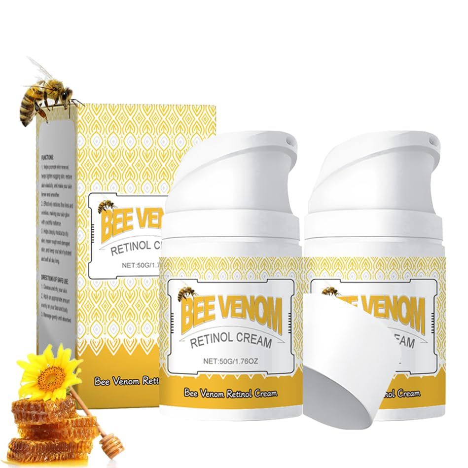 2PCS Bee Venom Retinol Cream, 2025 New Bee Venom Retinol Skin Cream,Bee Venom Cream for All Skin Types