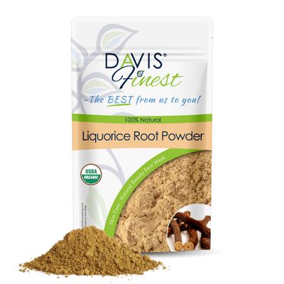 Davis Finest Organic Licorice Root Mulethi Powder 100g, Glycyrrhizin, Skin Brightening, Dark Spots, Facial Mask Skincare, Face Packs, Beauty Product