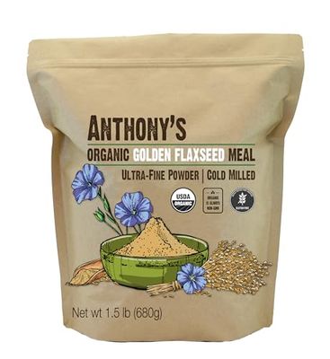 Anthony&#39;s Organic Golden Flaxseed Meal, 1.5 lb, Gluten Free, Non-GMO, Vegan, Ground Golden Flaxseed