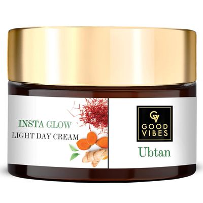 Good Vibes Ubtan Day Cream, 50 g Nourishing Hydrating Face Moisturizer For All Skin Types With Turmeric, Saffron, Vitamin B3 No Parabens, Sulphates Mineral Oil