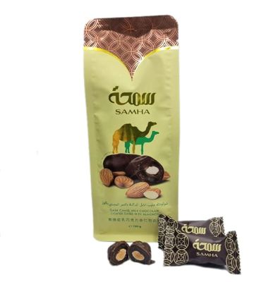 Samha Camel Dark Chocolate Covered Dates with Almonds, Perfect for Holidays, Special Occasions, and Celebrations, Bag of Chocolate Candy, 190g