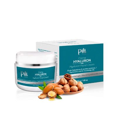 Pili Hyaluron face cream Hyaluronic Acid Cream Face with Argan oil and Paradise Nut Oil. Ultra-Hydrating Anti Aging and Anti Wrinkle Cream Day Cream or Night Cream Moisturizer 1.8 Oz