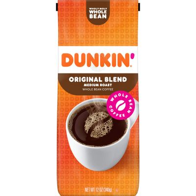 Dunkin&#39; Original Blend Medium Roast Whole Bean Coffee, 12 Ounces (Pack of 6)