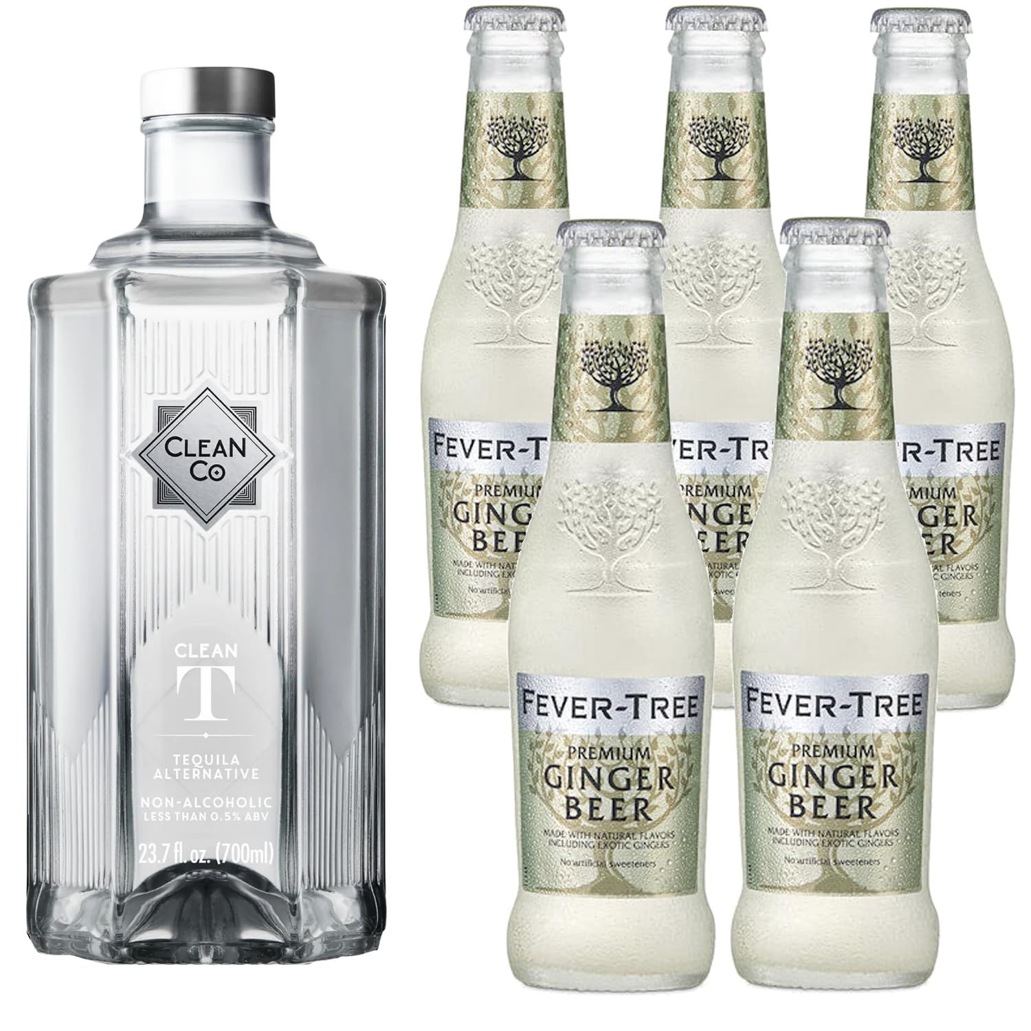 Clean Co Non-Alcoholic Tequila Alternative 700ml Bottle with Premium Quality Ginger Beer - Batanga