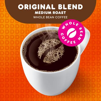 Dunkin' Original Blend Medium Roast Whole Bean Coffee, 12 Ounces (Pack of 6)