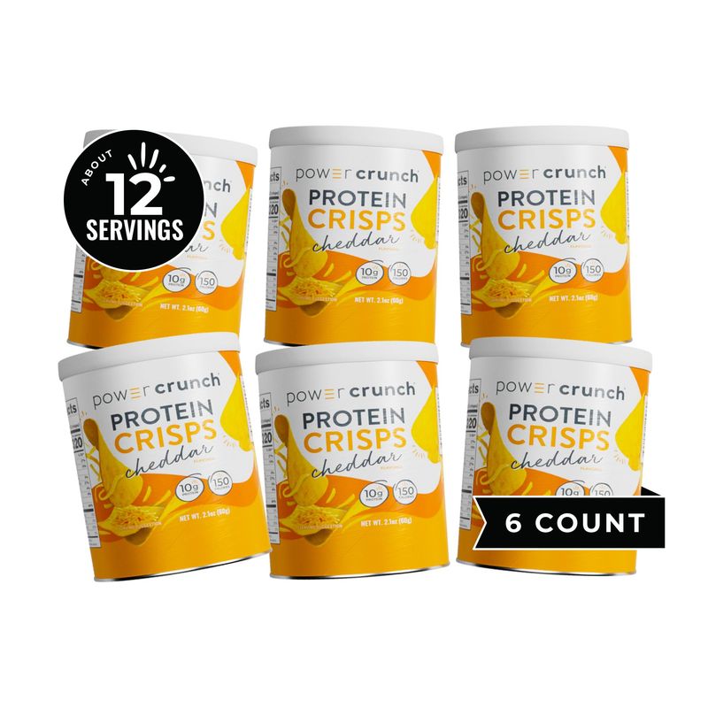 Power Crunch Protein CRISPS, a Potato Style Protein Chip, Cheddar, 10g of protein, 1.05 ounces per serving (Pack of 6)