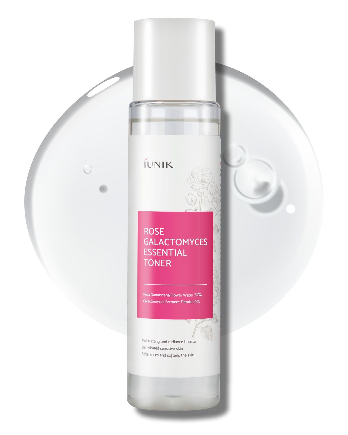 IUNIK Rose Galactomyces Essential Alcohol-Free Vegan Face Toner 6.7 Fl Oz - Natural Rose Water 70 Hydrating Moisturizer with Organic Rosewater Moisturizing Pore Minimizing Deep Nourishing