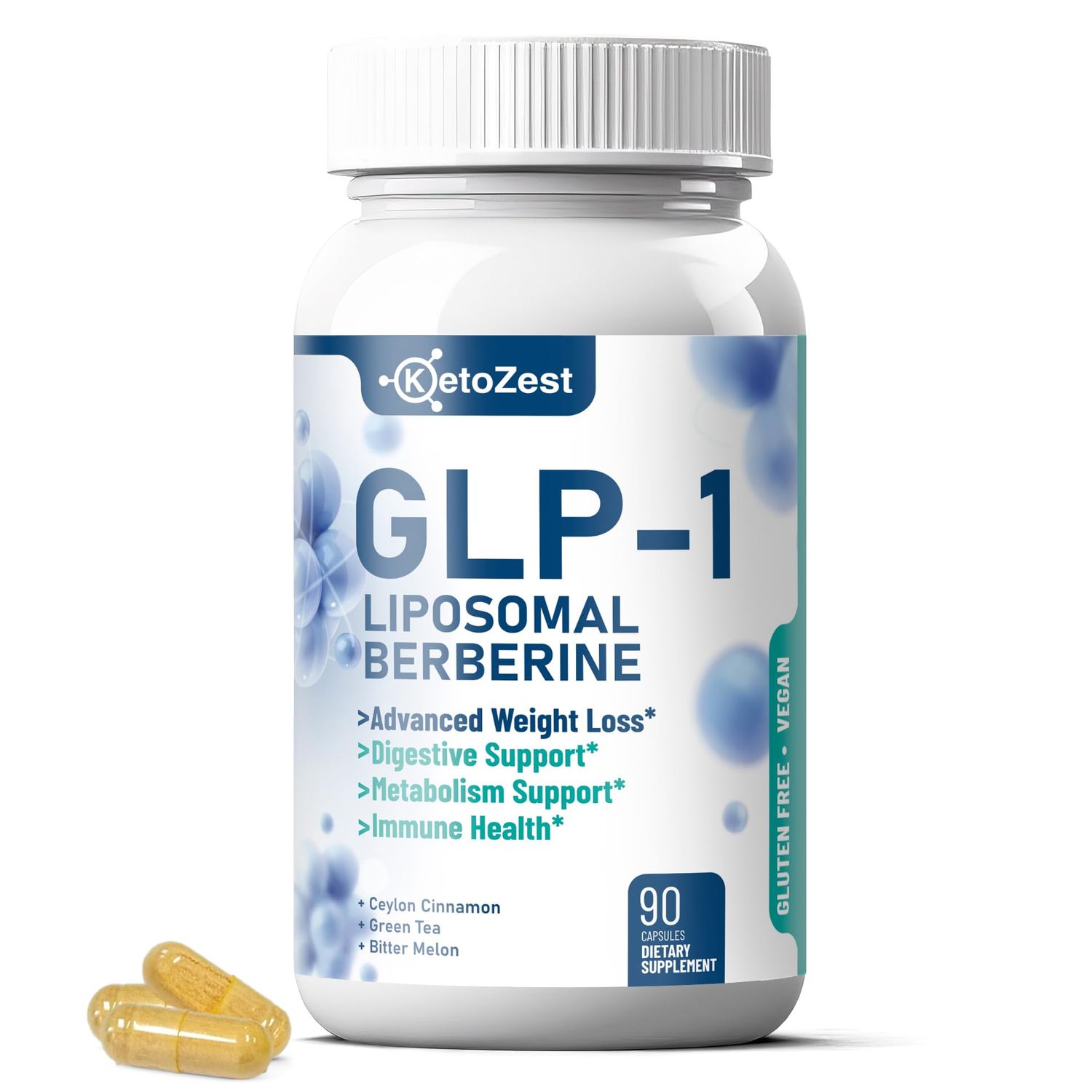 GLP-1 Weight Loss Supplement - 15-in-1 GLP1 Booster for Weight Management Appetite Suppressant Fat Burn for Women Men - with Liposomal Berberine HCl Bitter Melon Citrus Bergamot Fenugreek Seed