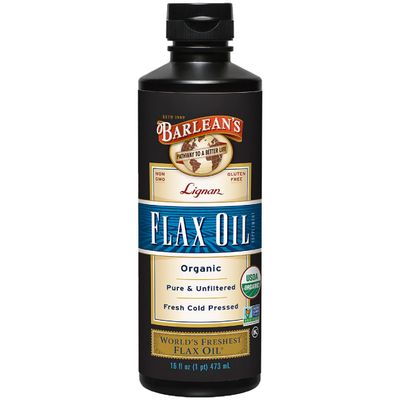 Barlean&#39;s Organic Lignan Flaxseed Oil Liquid Supplement from Cold Pressed Flax Seeds - 7,230 mg ALA Omega-3 Fatty Acids for Heart Health, Vegan and Gluten Free, 16 oz