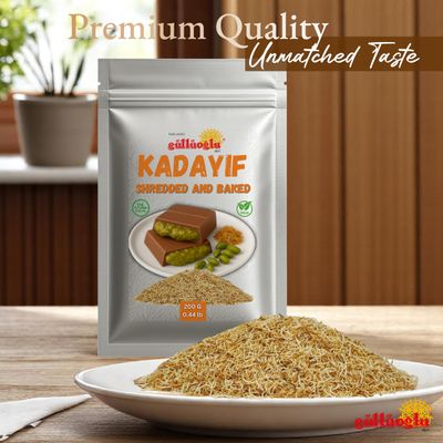 Gulluoglu Baked Shredded Kataifi - 200 g - 0.44lb Kadayif Chopped Fillo Dough, Shredded Phyllo, Kadayif Pastry Dough, Knafeh, Kunafa, Katifi, Kadayif Ingredient for Dubai Chocolate Bar