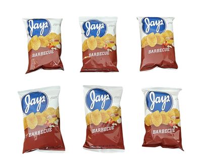 Jay&#39;s Barbecue Potato Chips Chicago - Style taste Munchie Box Pack 1.25 Oz Bags (Pack of (6) 1.25 Oz Bags)