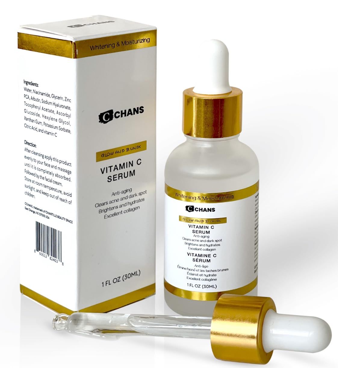 CCHANS 4in1 Vitamin C SERUM, Anti-Aging, Moisturizing, Retinol, Organic lightening serum, Hyaluronic Acid Niacinamide, Dark spots serum, Pura Serum, Fine Lines Wrinkles, Korean Serum1 Fl Oz 30ML.