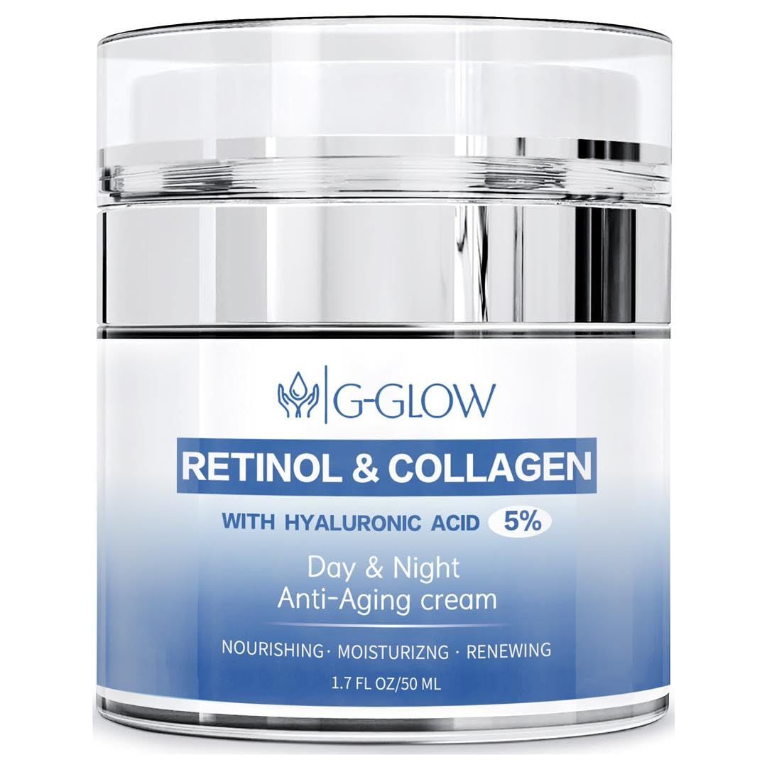 G-Glow Retinol and Collagen with Hyaluronic Acid 5, Day and Night Anti-Aging Face and Neck Cream for all type of skin, Nourishing, Moisturizing, Renewing, and firming skin, 50ml.