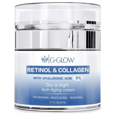 G-Glow Retinol and Collagen with Hyaluronic Acid 5, Day and Night Anti-Aging Face and Neck Cream for all type of skin, Nourishing, Moisturizing, Renewing, and firming skin, 50ml.