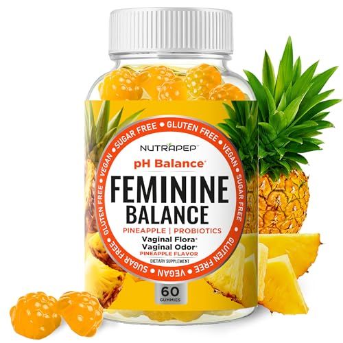 Feminine Balance Probiotics Gummies for Women - Vaginal Health Women&#39;s pH Balance Natural Gummy Supplement with Cranberry Pineapple Powder - Sugar Free Gluten Free Vegan
