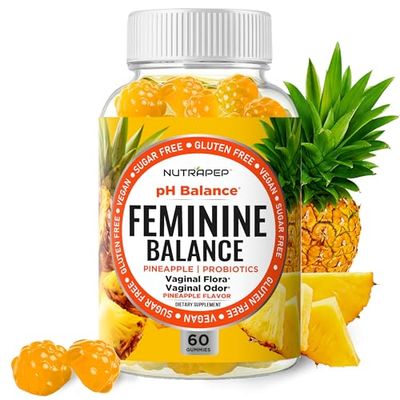 Feminine Balance Probiotics Gummies for Women - Vaginal Health Women&#39;s pH Balance Natural Gummy Supplement with Cranberry Pineapple Powder - Sugar Free Gluten Free Vegan