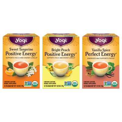 Yogi Tea Energy Variety (3 Pack) Organic Sampler - Easter Basket Tea Gift Sampler - Includes Bright Peach Positive Energy, Sweet Tangerine Positive Energy Vanilla Spice Perfect Energy