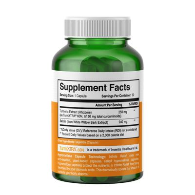 INFINITE AGE Infinite Relief Joint Support Supplement, 30 Count - Made in The USA, Vegan, Gluten Free, All-Natural - 250mg Turmeric Extract Plus 240mg Salicin from White Willow Bark