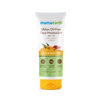 MAMAEARTH Ubtan Oil-Free Face Moisturizer for Radiant Skin Enriched with Saffron Turmeric Long-Lasting Hydration Non-Sticky Moisturization 2.71 Fl Oz (80ml)
