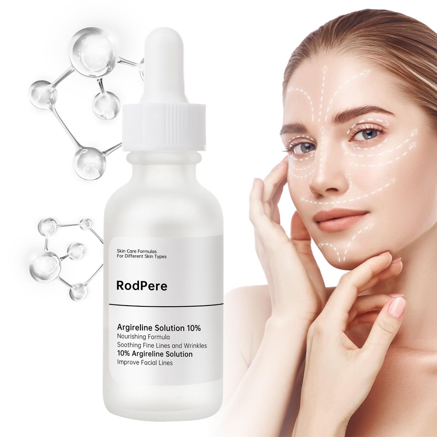 Argireline Serum With Hyaluronic Acid For Fine Lines, Anti Aging Argireline Solution 10 Percent For Dark Spot, 30 ML Anti Wrinkles Multi Peptide Serum For Face, Eye, Neck.