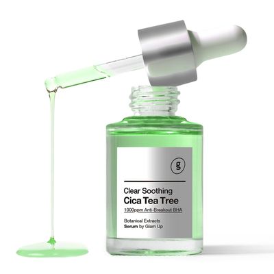 GLAM UP CICA Tea Tree serum Double Shot 30ml(1.12 Fl Oz) With HYALURONBHA Calming Booster Acne Treatment Tea Tree Oil Niacinmid for Acne Blackhead Treatment, Sensitive Skin Care