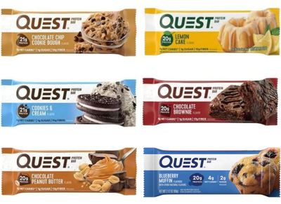 Protein Bars Variety Pack 6 Count: Chocolate Chip Cookie Dough, Lemon Cake, Cookies and Cream, Chocolate Brownie, Chocolate Peanut Butter, Blueberry Muffin