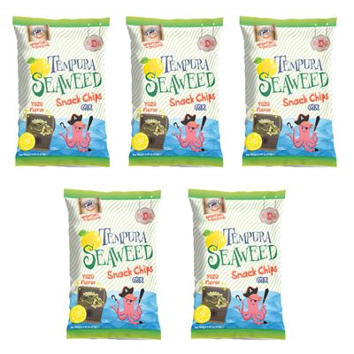 Japanese Tempura Seaweed Chips - Yuzu Flavor 0.95oz x 5 Pack Made in Japan by Swashbuckle Snacks
