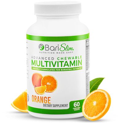 BariSlim Advanced Chewable Bariatric Multivitamin Tablets - Bariatric Vitamin and Supplement for Post Bariatric Surgery Including Gastric Bypass and Gastric Sleeve Orange (60 Count)