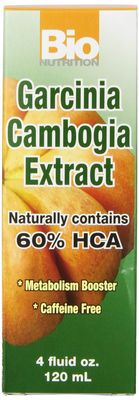 Bio Nutrition Garcinia Cambogia Extract 4 Fluid Ounces 500 mg Garcinia 300 mg HCA Gluten Free 48 Servings Per Bottle