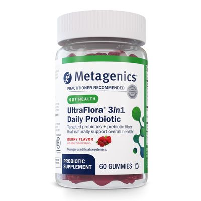 Metagenics - UltraFlora 3 in 1 Daily Probiotic Supplement to Support Gut and Immune Health for Adults and Children - 60 Gummies