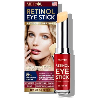 Metyou Retinol Eye Stick,CoolingBrightening Cream Firms Hydrates for Dark Circles,Puffiness Bags,PEPTIDES 5 Hyaluronic Acid Complex,SPF 30 Visible Results in 3-4 Weeks(3g),Pack of 1,0.1 Ounce
