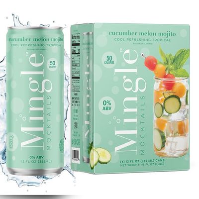 Mingle Mocktails Cucumber Melon Mojito, Premium Non-Alcoholic Drinks, Refreshing Pre-Mixed Drinks, Healthy Alternatives, Canned Mocktails, 12 fl. oz. Cans, Pack of 12