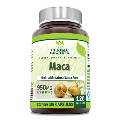 Herbal Secrets Maca Supplement 950 Mg 120 Veggie Capsules Non-GMO Gluten Free Made in USA