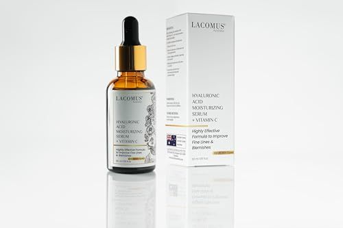 Hyaluronic Acid Vitamin C Moisturizing Serum for Fine Lines and Blemishes - Organic and Cruelty-Free Skin Health Booster - Moisturizing Formula for Youthful Skin - LACOMUS Australia