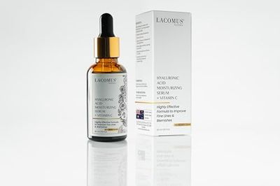 Hyaluronic Acid Vitamin C Moisturizing Serum for Fine Lines and Blemishes - Organic and Cruelty-Free Skin Health Booster - Moisturizing Formula for Youthful Skin - LACOMUS Australia