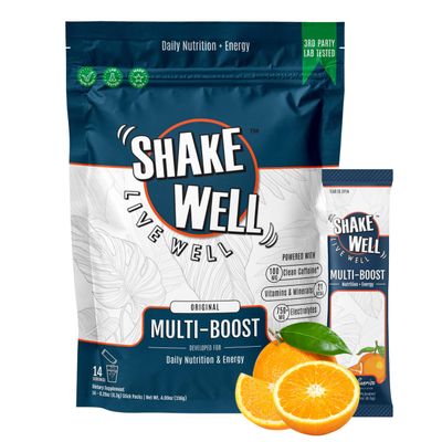 Clean Energy Drink Mix Cortisol Protection All-Day Focus with Natural Caffeine, B12, D3K2, Antioxidants, Electrolytes Amino Acids (Citrus Sunrise, 14 Count)
