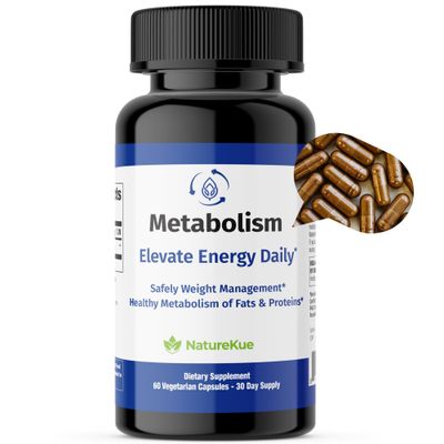 NatureKue Metabolism Natural Weight Management Energy Support Immune Digestive Health Puerh Tea Extract, Green Tea, Herbal Supplement for Metabolism Boost - 60 Vegetarian Capsules