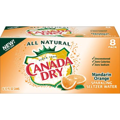 Canada Dry Mandarin Orange Sparkling Seltzer Water, 12 Fluid Ounce Can, 8 Count