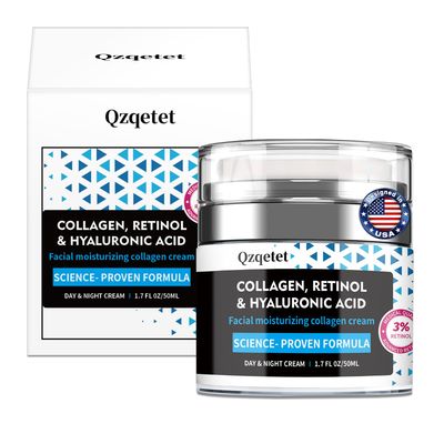 Face Cream Collagen, Retinol Hyaluronic Acid Cream, 1.7 fl.oz Anti-Aging Facial Moisturizer, Daily Moisturizer Face Lotion for All Skin Tapes, Women and Men