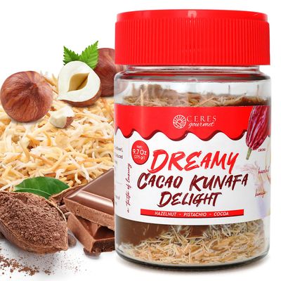 Dubai Spreadable Chocolate with Knafeh - 9.7 oz- Hazelnut Chocolate Spread with Roasted Phyllo Layers for a Rich Middle Eastern-Inspired Treat