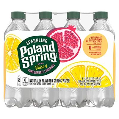 Poland Spring Sparkling Water, Pomegranate Lemonade, 16.9 oz. Bottles (Pack of 8)