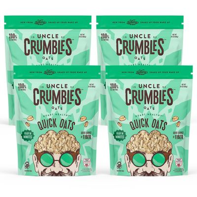 Uncle Crumbles Gluten Free Quick Oats, Kosher, Non-GMO Project Verified, 24oz Resealable Bag (Pack of 4)