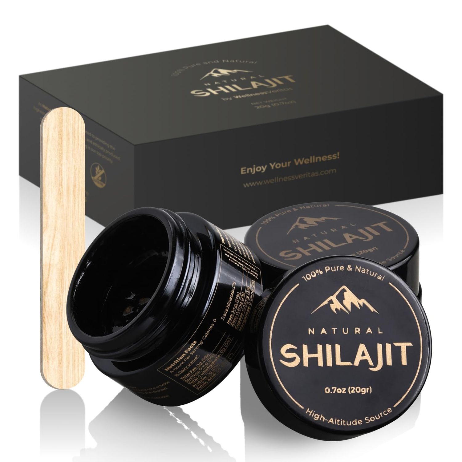 Shilajit Natural Himalayan Organic Resin 20 Grams, Pure Shilajit Supplement Enriched Fulvic Acid 85 Trace Minerals, Plant Based Nutrients for Energy, Support Metabolism Immune System