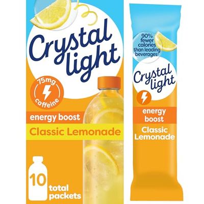 Crystal Light Energy Boost Lemonade Drink Mix, 10 ct On-the-Go Packets