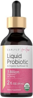 Carlyle Liquid Probiotic for Women 2 fl oz with Organic Sunflower Oil 3 Billion Active Organisms Dietary Supplement for Her