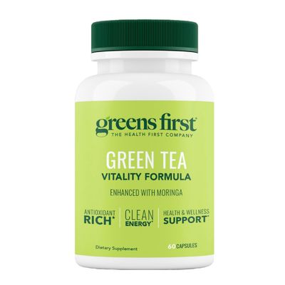 Greens First Green Tea Vitality Formula - Enhanced with Moringa - Antioxidant-Rich for Clean Energy - Vegan Gluten-Free - Powerful Blend for Energy Overall Wellness (60 Capsules)