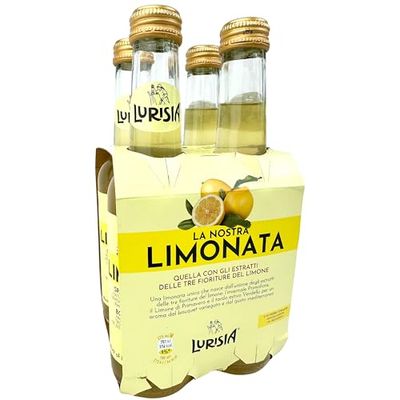 Lurisia Limonata Lemon Soda 4 x 9.3 Fl Oz (275ml) Italian Soda - Sparkling Lemonade Bottles - Citrus Lemon Soft Drink - Limonata from Italy - Carbonated Fruit Juice Beverage