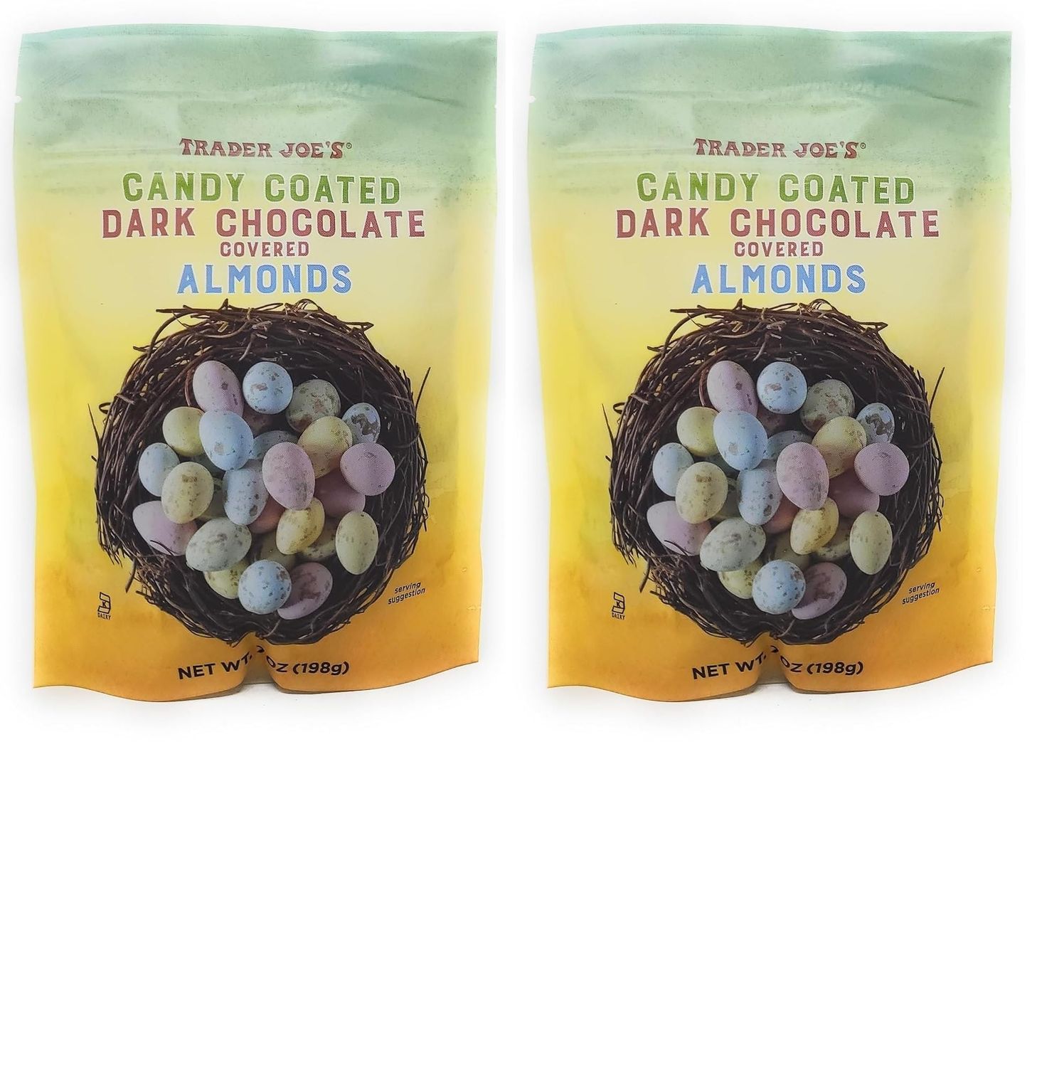 Trader Joe&#39;s Candy Coated Dark Chocolate Covered Almonds 7oz198g (Pack of 2)